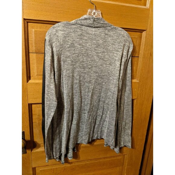 CATO Blazer Jacket Cover-up Size XL Long Sleeve Open Faux Leather Career Gray - Picture 2 of 6